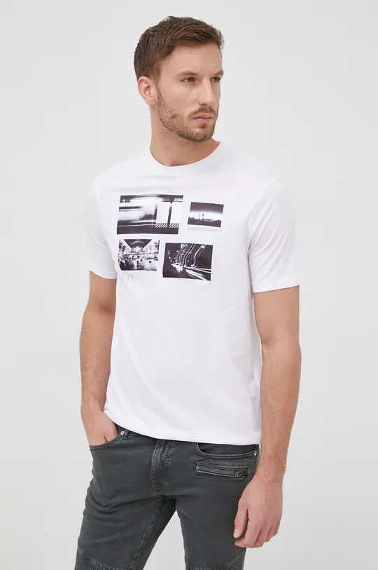 biały Armani Exchange t-shirt bawełniany 3LZTJC.ZJH4Z