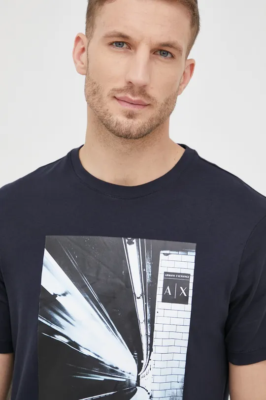 granatowy Armani Exchange t-shirt bawełniany 3LZTJD.ZJBVZ