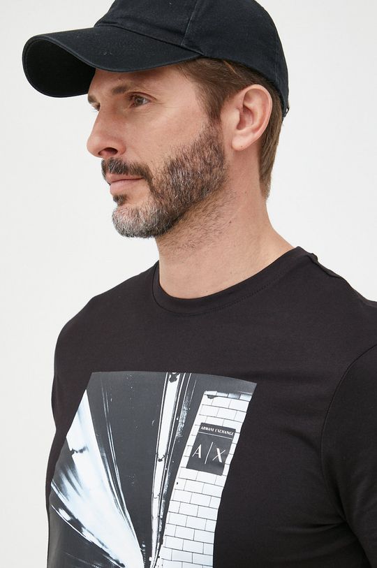 czarny Armani Exchange t-shirt bawełniany 3LZTJD.ZJBVZ