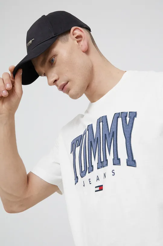 biały Tommy Jeans T-shirt bawełniany DM0DM12550.PPYY
