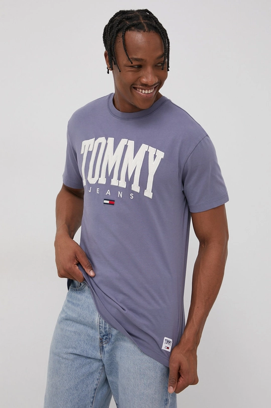 μπλε Βαμβακερό μπλουζάκι Tommy Jeans Ανδρικά