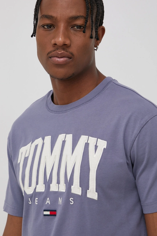 μπλε Βαμβακερό μπλουζάκι Tommy Jeans