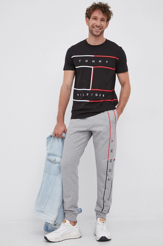 czarny Tommy Hilfiger T-shirt bawełniany Męski