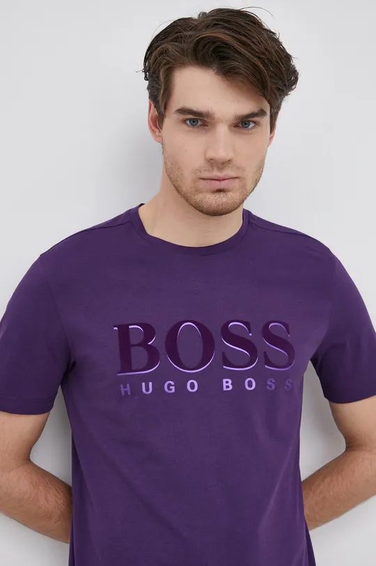fialová Bavlnené tričko Boss Athleisure Pánsky