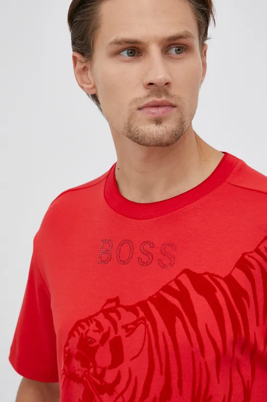 κόκκινο Βαμβακερό μπλουζάκι Boss BOSS ATHLEISURE
