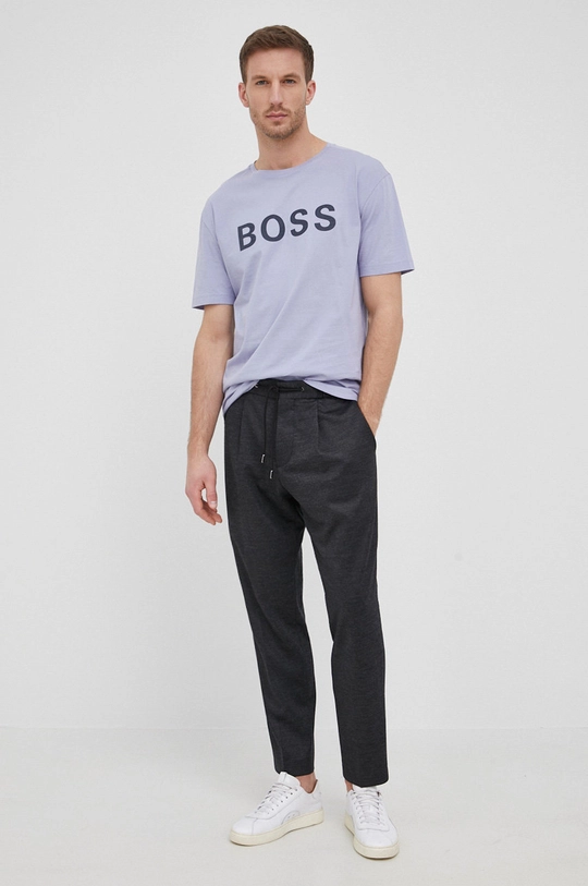 Boss T-shirt bawełniany Athleisure 50463578 fioletowy