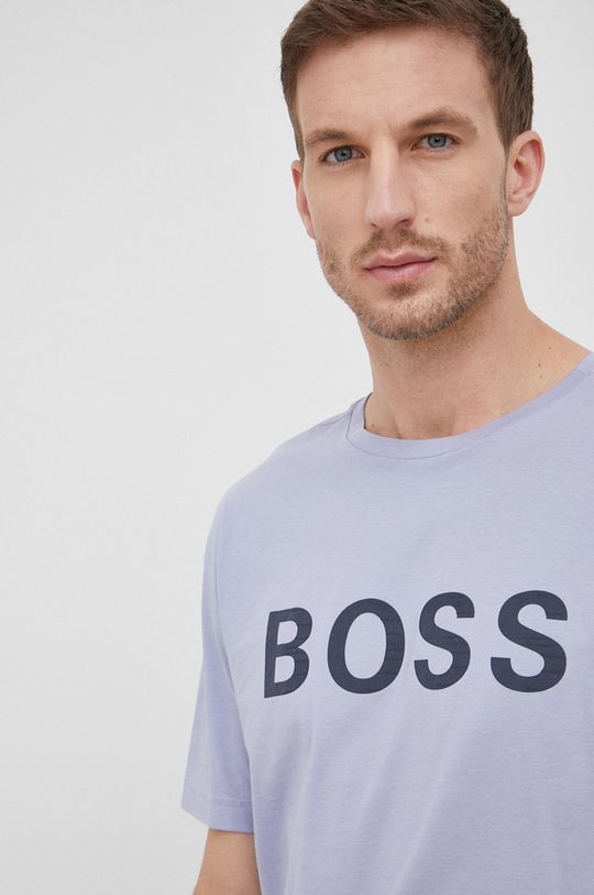 lawendowy Boss T-shirt bawełniany Athleisure