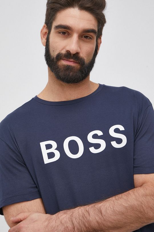 granatowy Boss T-shirt bawełniany Athleisure 50463578 Męski