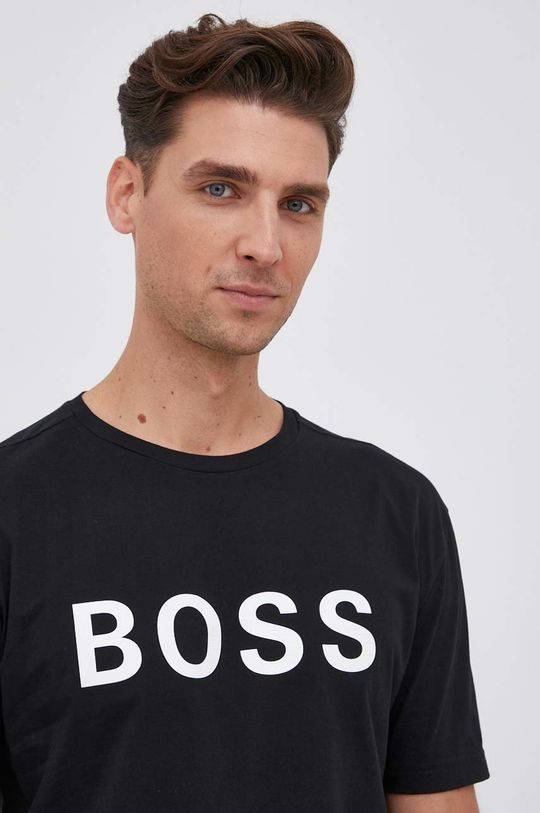 czarny Boss T-shirt bawełniany Athleisure 50463578