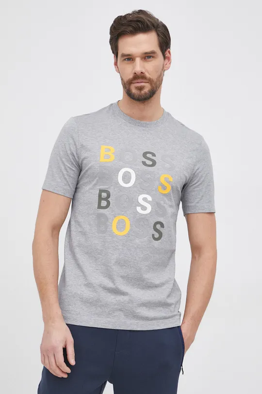 γκρί Βαμβακερό μπλουζάκι Boss Ανδρικά