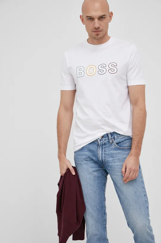 bijela Pamučna majica Boss Muški