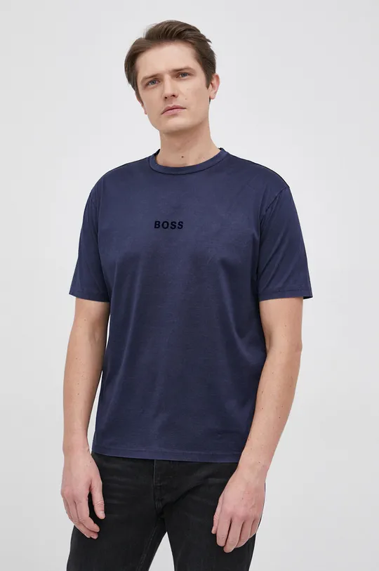 σκούρο μπλε Βαμβακερό μπλουζάκι Boss BOSS CASUAL Ανδρικά