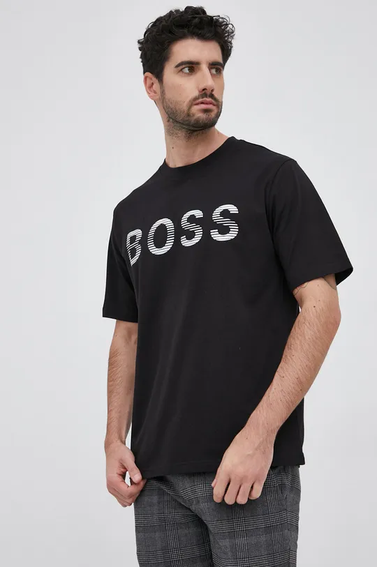 czarny Boss T-shirt 50472217 Męski