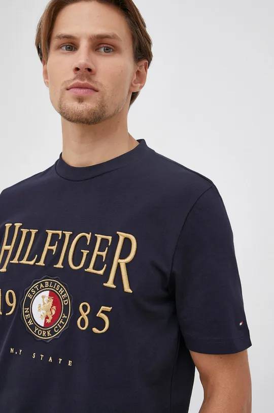 tmavomodrá Bavlnené tričko Tommy Hilfiger