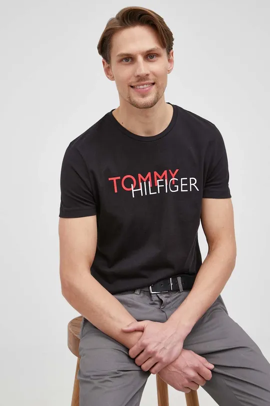 crna Pamučna majica Tommy Hilfiger Muški