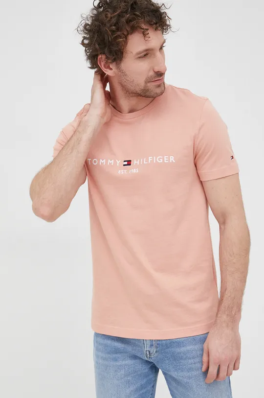 różowy Tommy Hilfiger T-shirt bawełniany