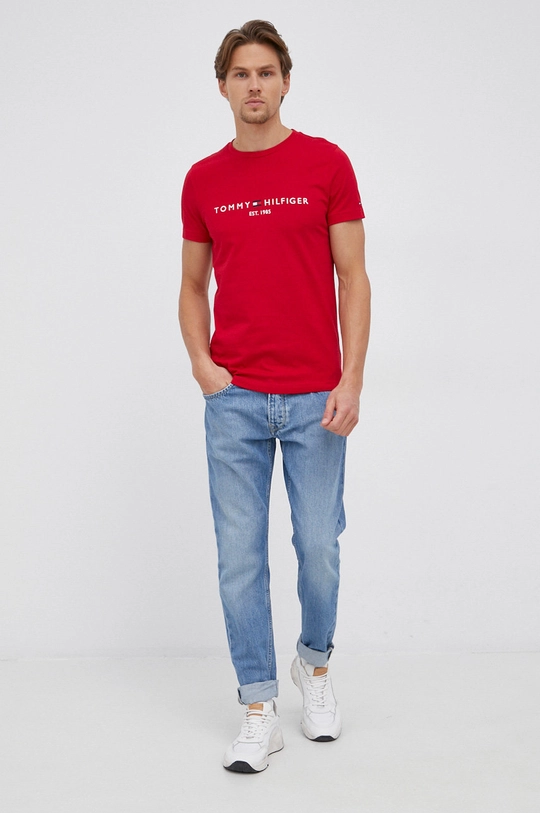 Tommy Hilfiger T-shirt bawełniany czerwony