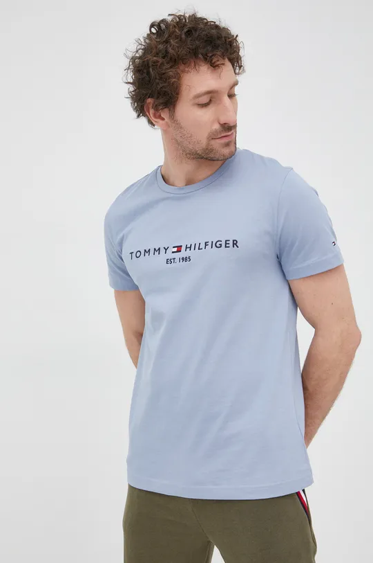 niebieski Tommy Hilfiger T-shirt bawełniany