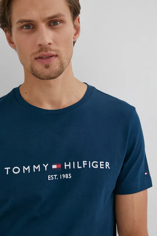 tyrkysová Bavlnené tričko Tommy Hilfiger