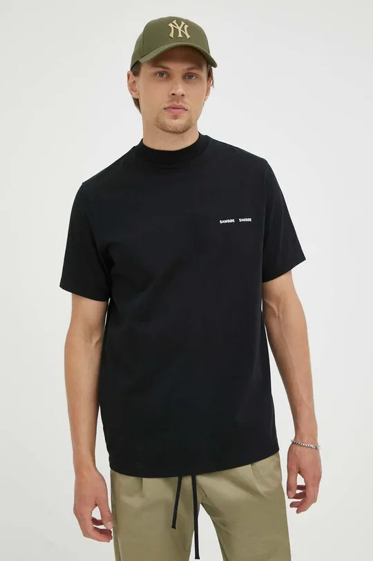 μαύρο Βαμβακερό μπλουζάκι Samsoe Samsoe Ανδρικά