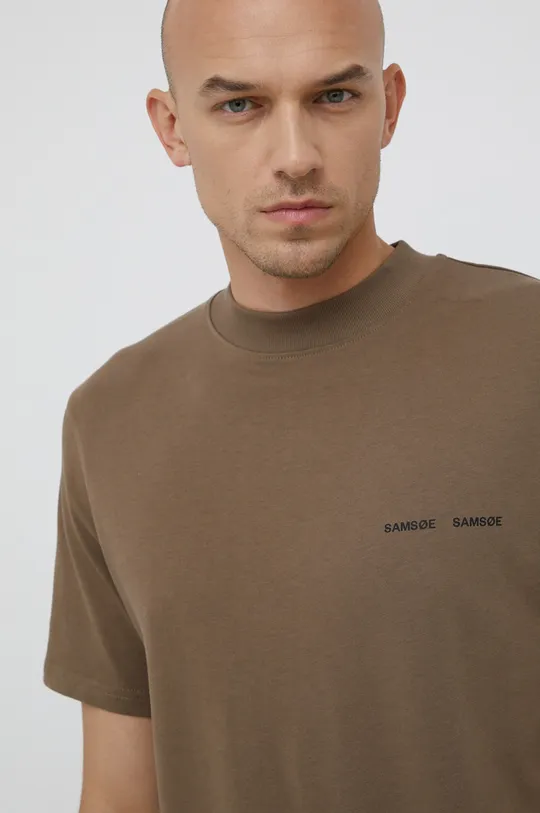brązowy Samsoe Samsoe T-shirt bawełniany Norsbro