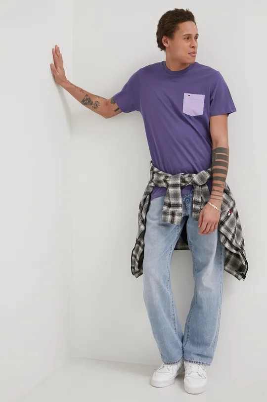 Bavlnené tričko Tommy Jeans fialová