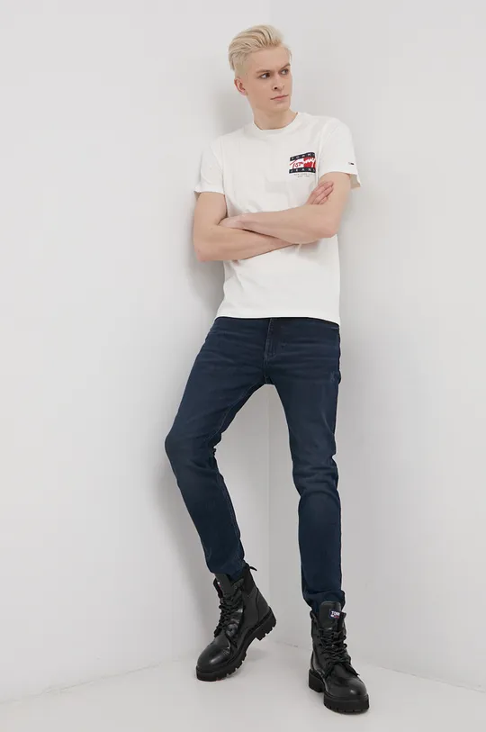 Bavlnené tričko Tommy Jeans béžová