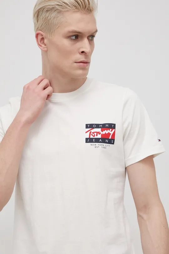 beżowy Tommy Jeans T-shirt bawełniany DM0DM12416.PPYY