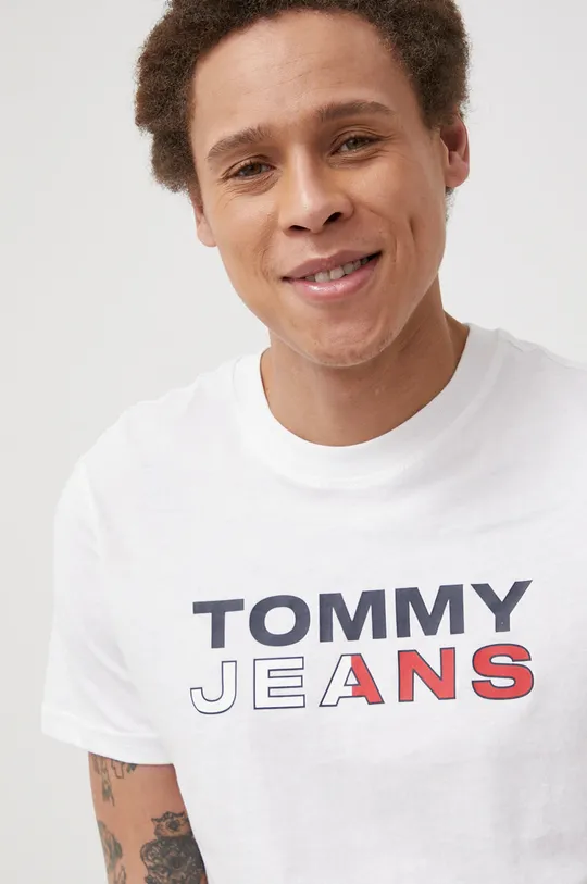 biały Tommy Jeans T-shirt bawełniany DM0DM12415.PPYY