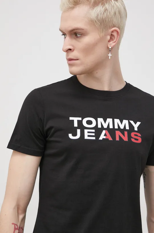 czarny Tommy Jeans T-shirt bawełniany DM0DM12415.PPYY