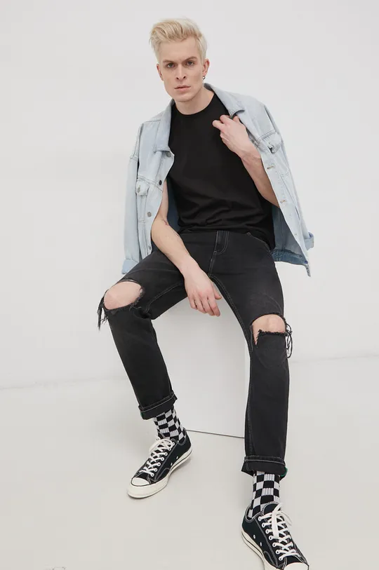 Βαμβακερό μπλουζάκι Tommy Jeans μπορντό