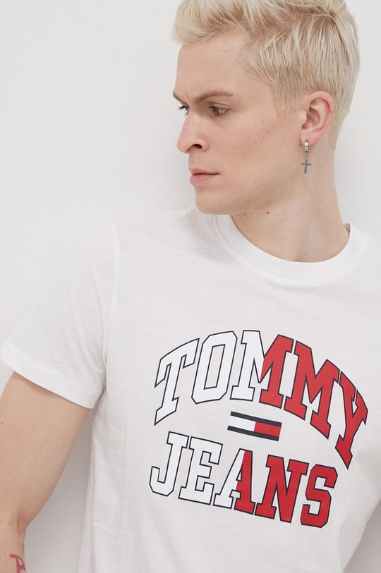 biały Tommy Jeans T-shirt bawełniany DM0DM12421.PPYY