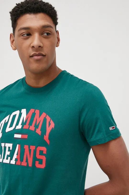 zielony Tommy Jeans T-shirt bawełniany DM0DM12421.PPYY