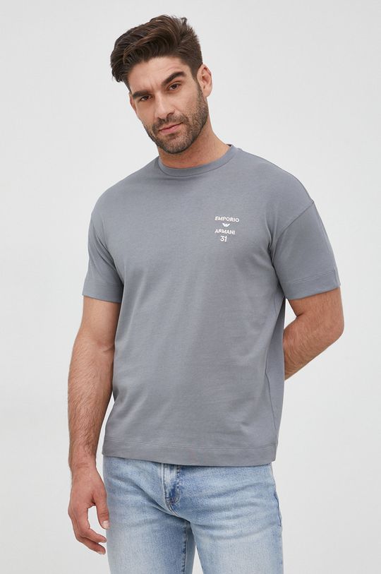 sivá Bavlnené tričko Emporio Armani Pánsky