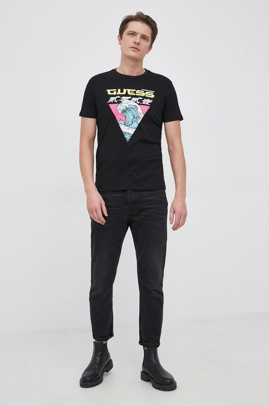 Guess T-shirt bawełniany czarny