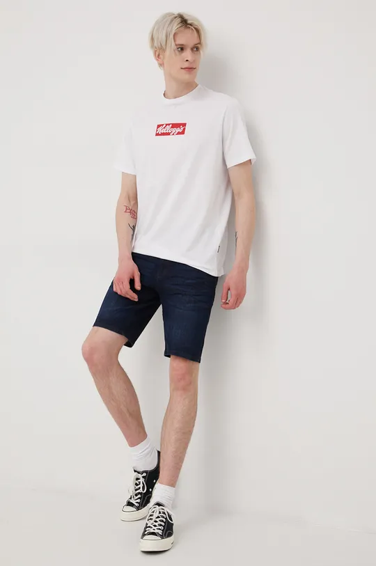 Βαμβακερό μπλουζάκι Only & Sons λευκό