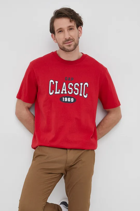czerwony GAP T-shirt bawełniany Męski
