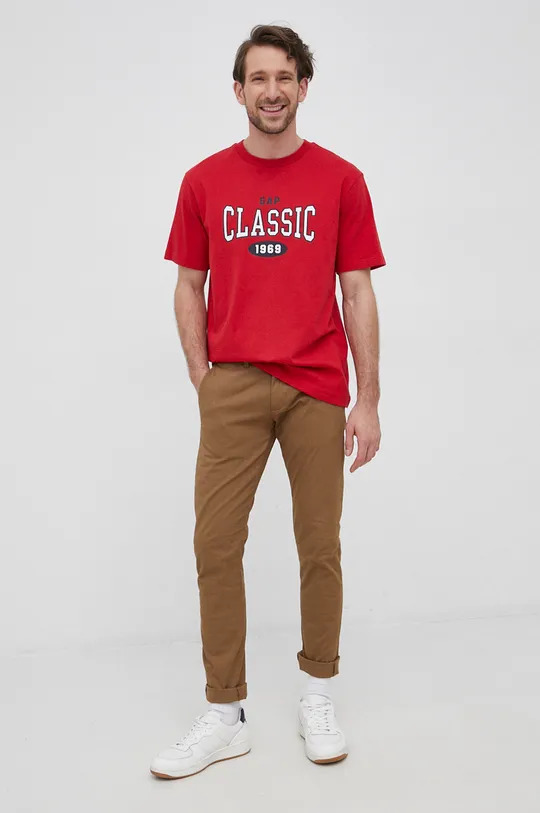GAP T-shirt bawełniany czerwony