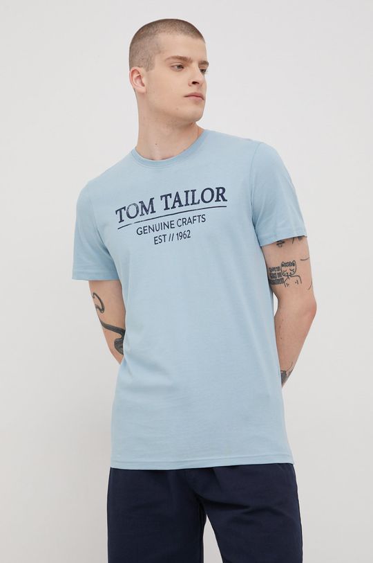 modrá Bavlněné tričko Tom Tailor Pánský