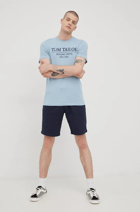 Βαμβακερό μπλουζάκι Tom Tailor μπλε