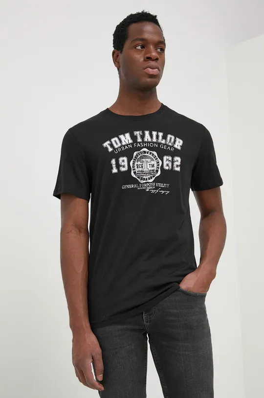 Бавовняна футболка Tom Tailor чорний