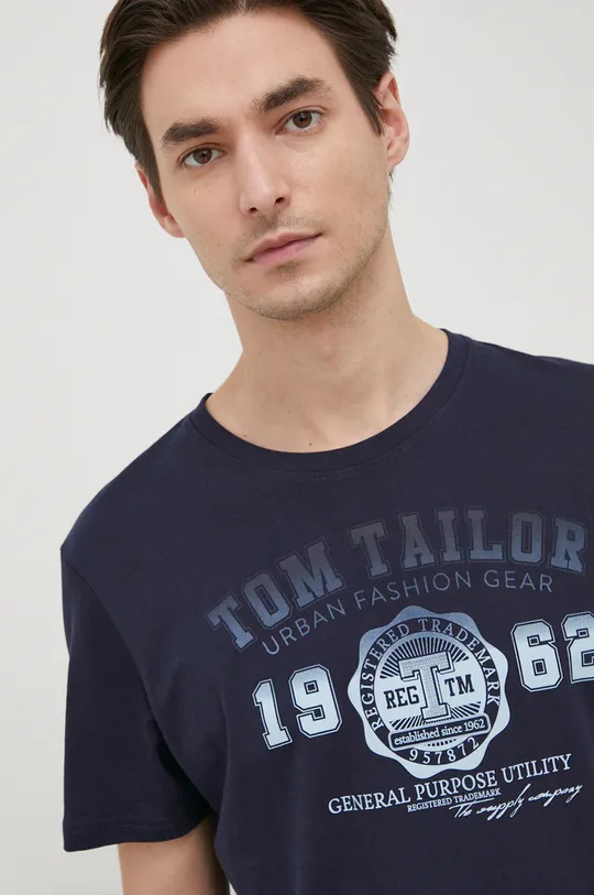 σκούρο μπλε Tom Tailor - Βαμβακερό μπλουζάκι Ανδρικά