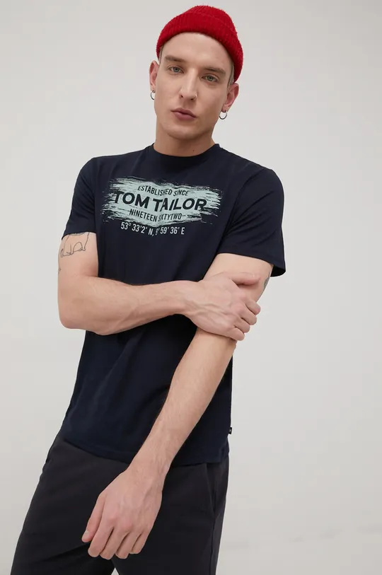 темно-синій Бавовняна футболка Tom Tailor Чоловічий