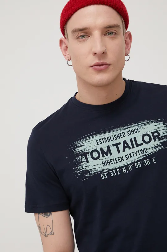 тёмно-синий Хлопковая футболка Tom Tailor
