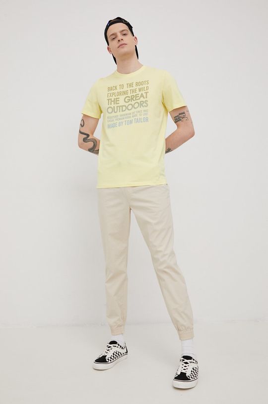 Bavlněné tričko Tom Tailor žlutá