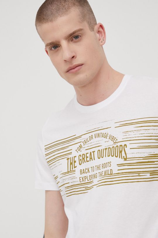 bílá Bavlněné tričko Tom Tailor
