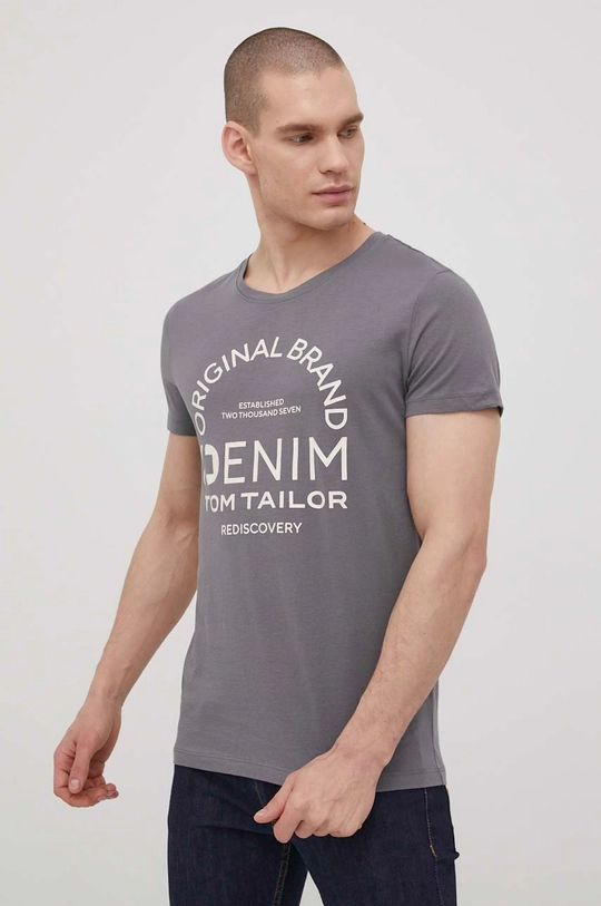 szary Tom Tailor t-shirt bawełniany Męski