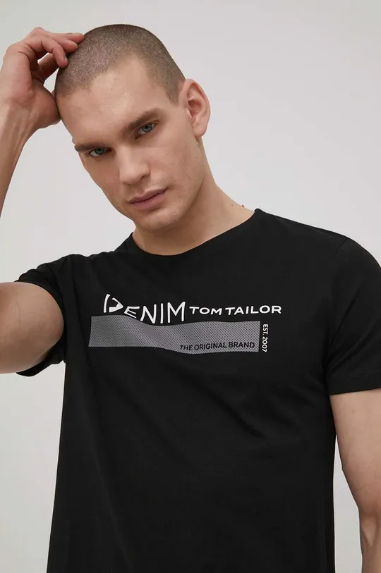 čierna Bavlnené tričko Tom Tailor