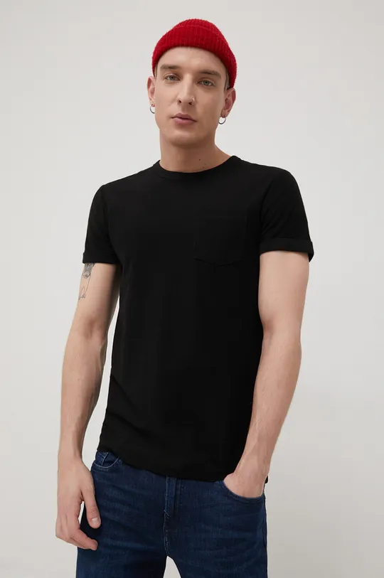 μαύρο Βαμβακερό μπλουζάκι Tom Tailor Ανδρικά