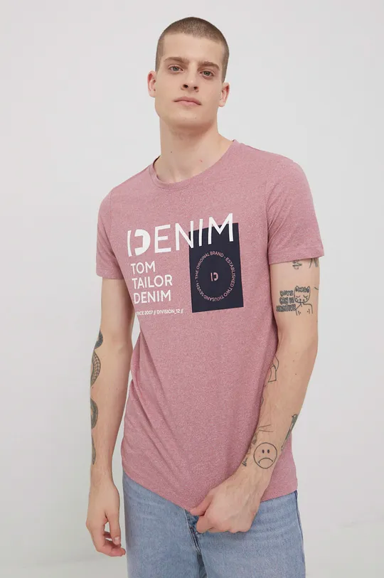 różowy Tom Tailor t-shirt Męski